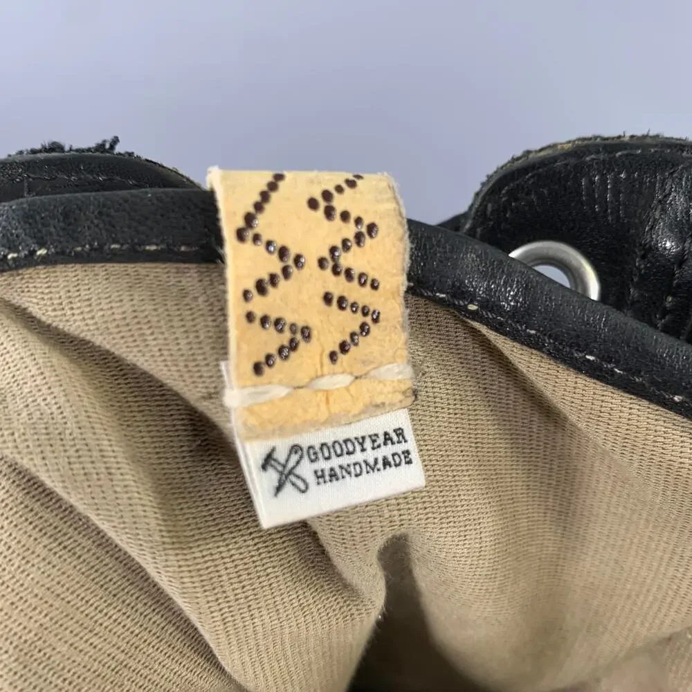 VISVIM Size 9.5 Black Olive Distressed Leather Canvas Lace Up Boots